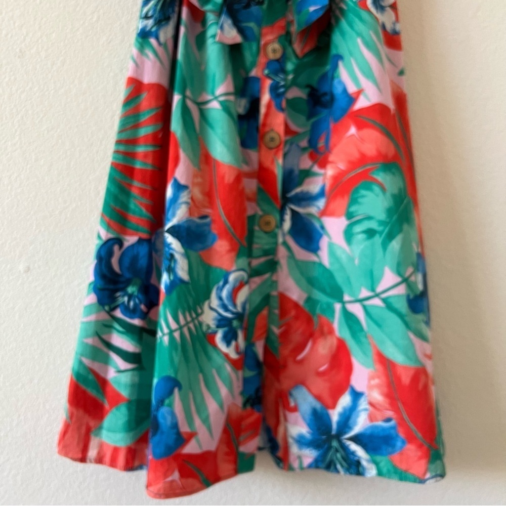 Zara Tropical Floral Off Shoulder Midi Dress S Pockets Puff Sleeve Resort Summer - Picture 11 of 16
